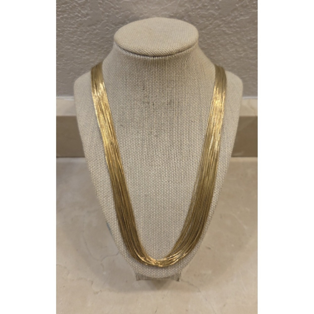 Vtg Liquid Silver Navajo Heishi‎ 30 Strand Sterling Silver Vermeil Necklace 30" - Picture 4 of 8